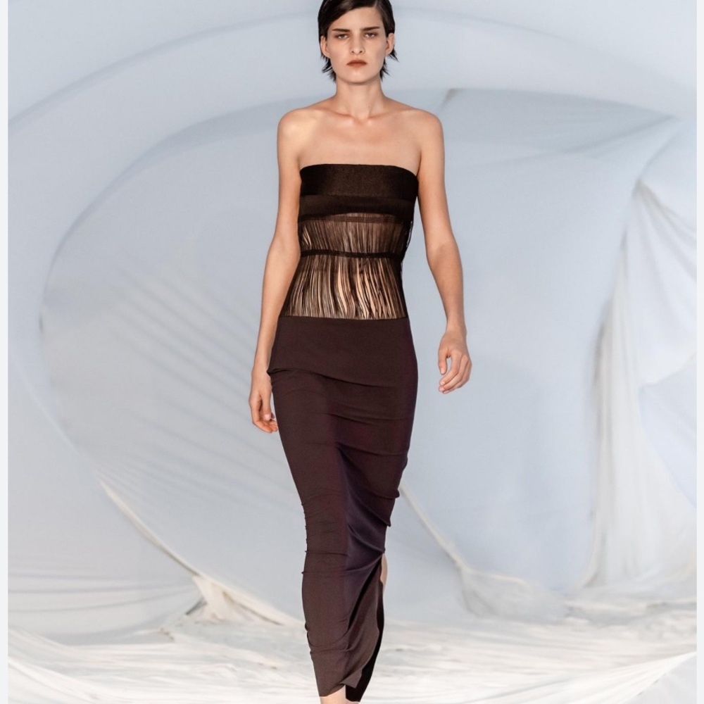 Christopher Esber Tassel Torso Brown Maxi Dress AU size 4 (XXS/XS) with tags